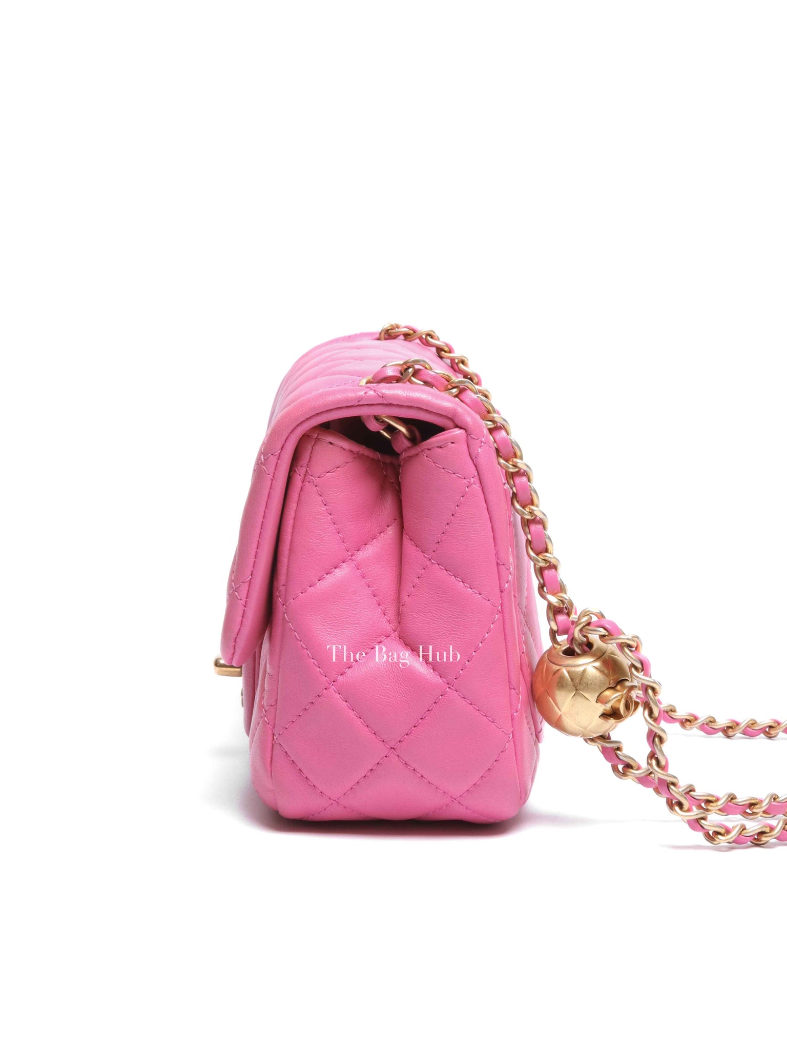 Chanel Pink Lambskin Quilted Mini Square Pearl Crush Flap Bag