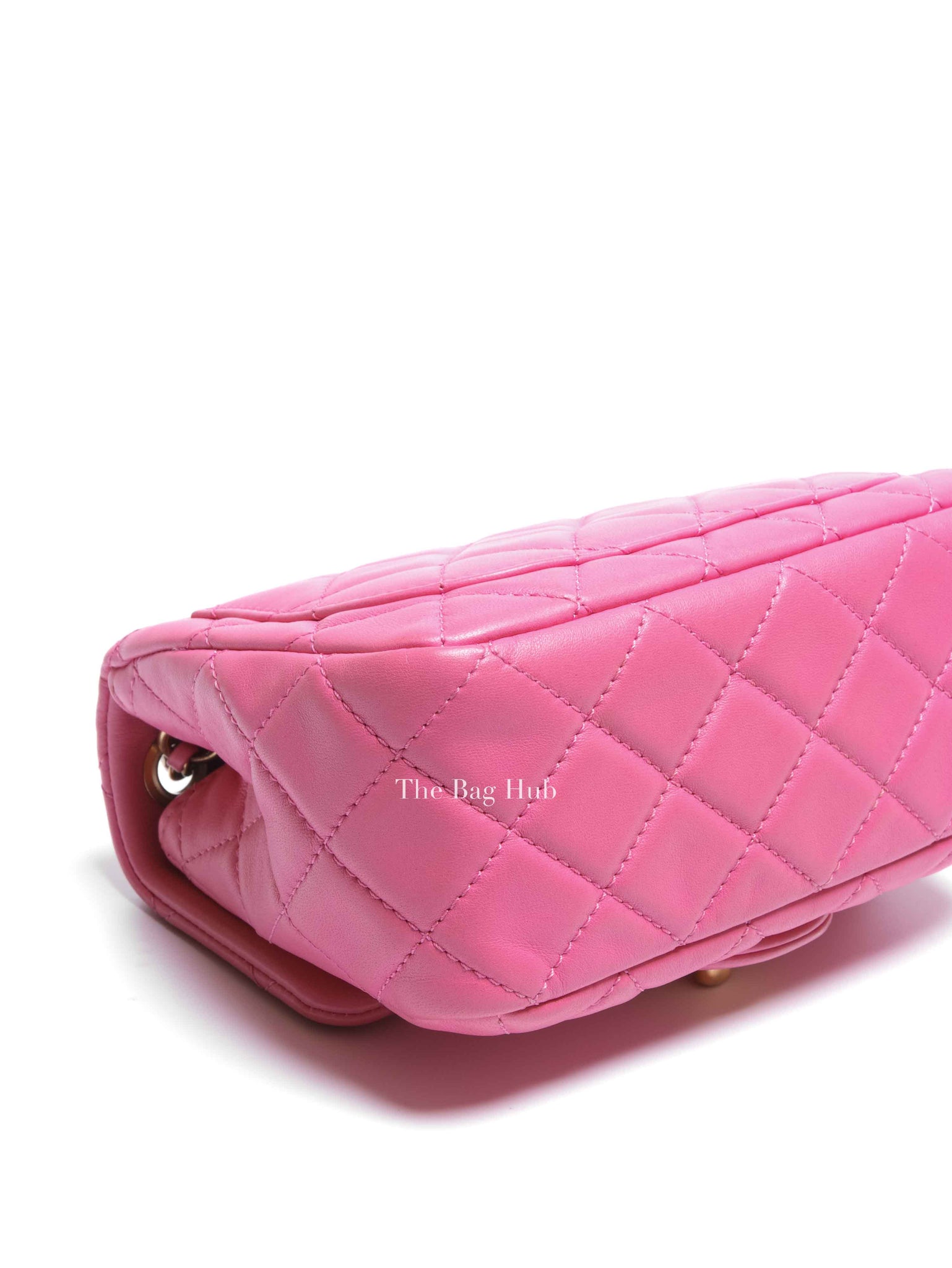 Chanel Pink Lambskin Quilted Mini Square Pearl Crush Flap Bag