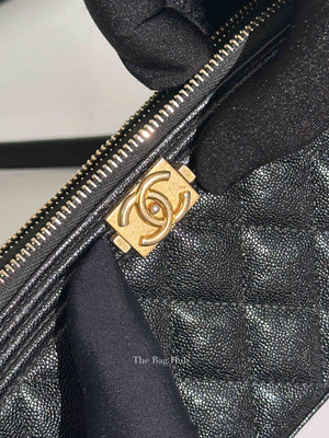 Chanel Black Quilted Leather Boy Chain Clutch Bag GHW