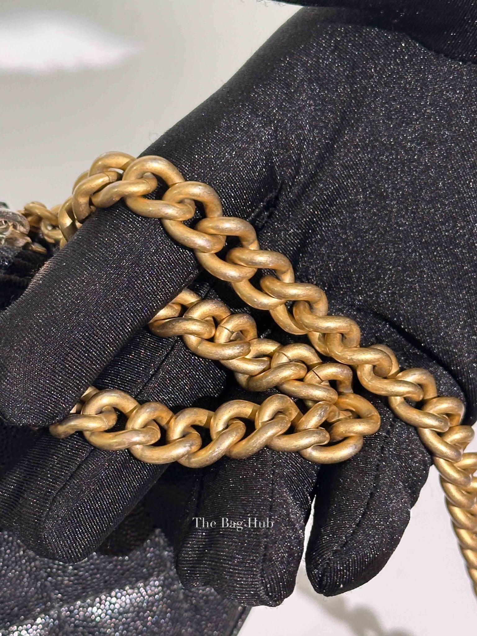 Chanel Black Quilted Leather Boy Chain Clutch Bag GHW