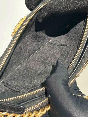 Chanel Black Quilted Leather Boy Chain Clutch Bag GHW