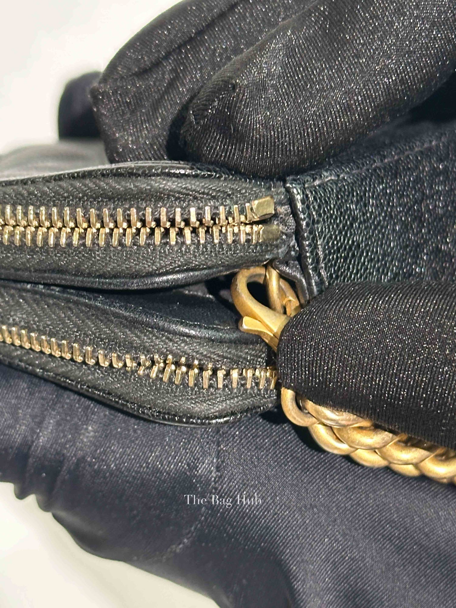 Chanel Black Quilted Leather Boy Chain Clutch Bag GHW