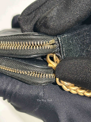 Chanel Black Quilted Leather Boy Chain Clutch Bag GHW