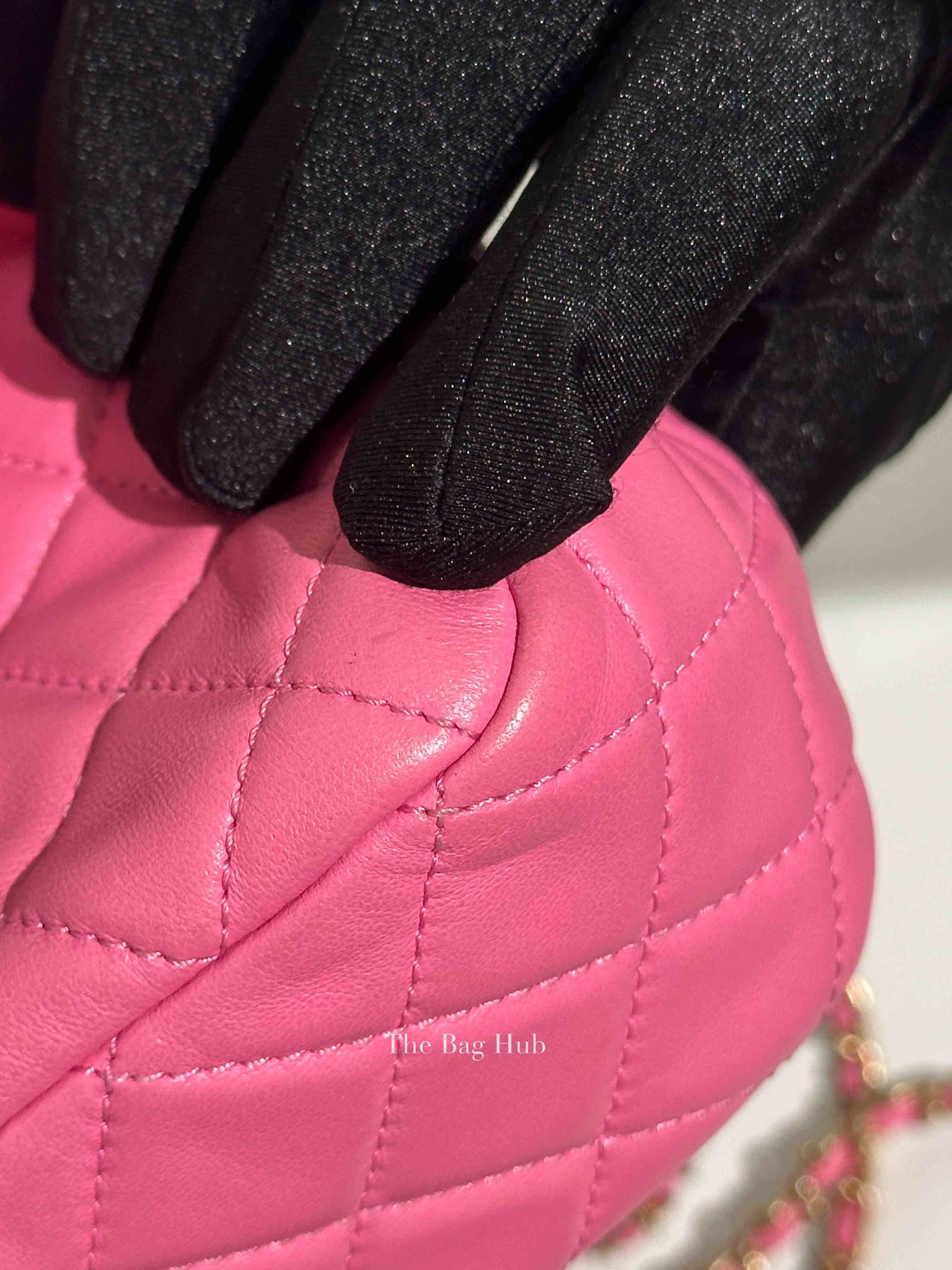Chanel Pink Lambskin Quilted Mini Square Pearl Crush Flap Bag