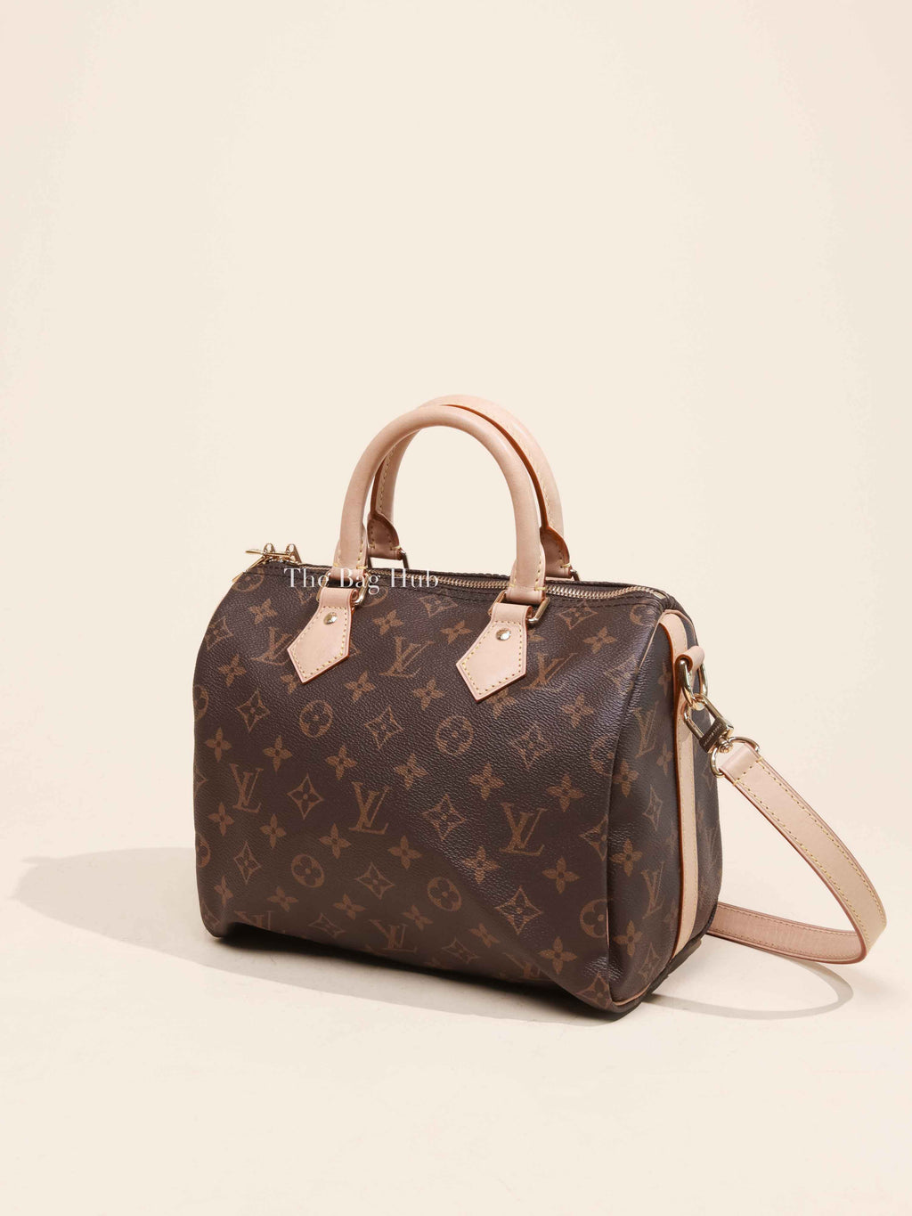 Louis Vuitton Brown Leather Monogram Speedy Bandouliere 25 Bag