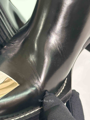 Louis Vuitton Black Leather Metal Captoe Cosplay Ankle Boots Size 38