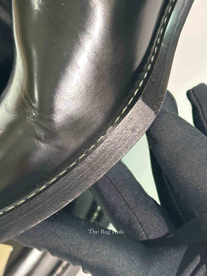 Louis Vuitton Black Leather Metal Captoe Cosplay Ankle Boots Size 38