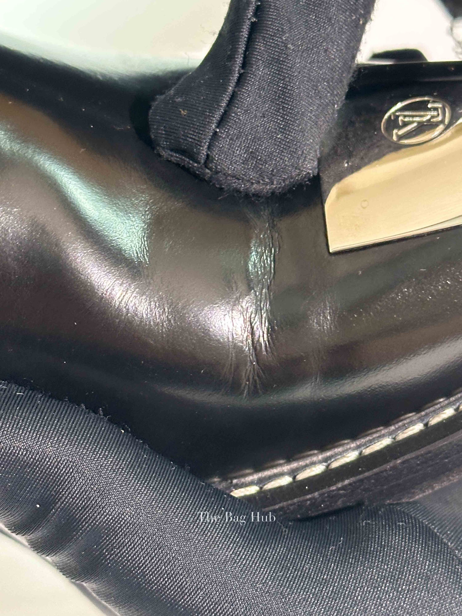 Louis Vuitton Black Leather Metal Captoe Cosplay Ankle Boots Size 38