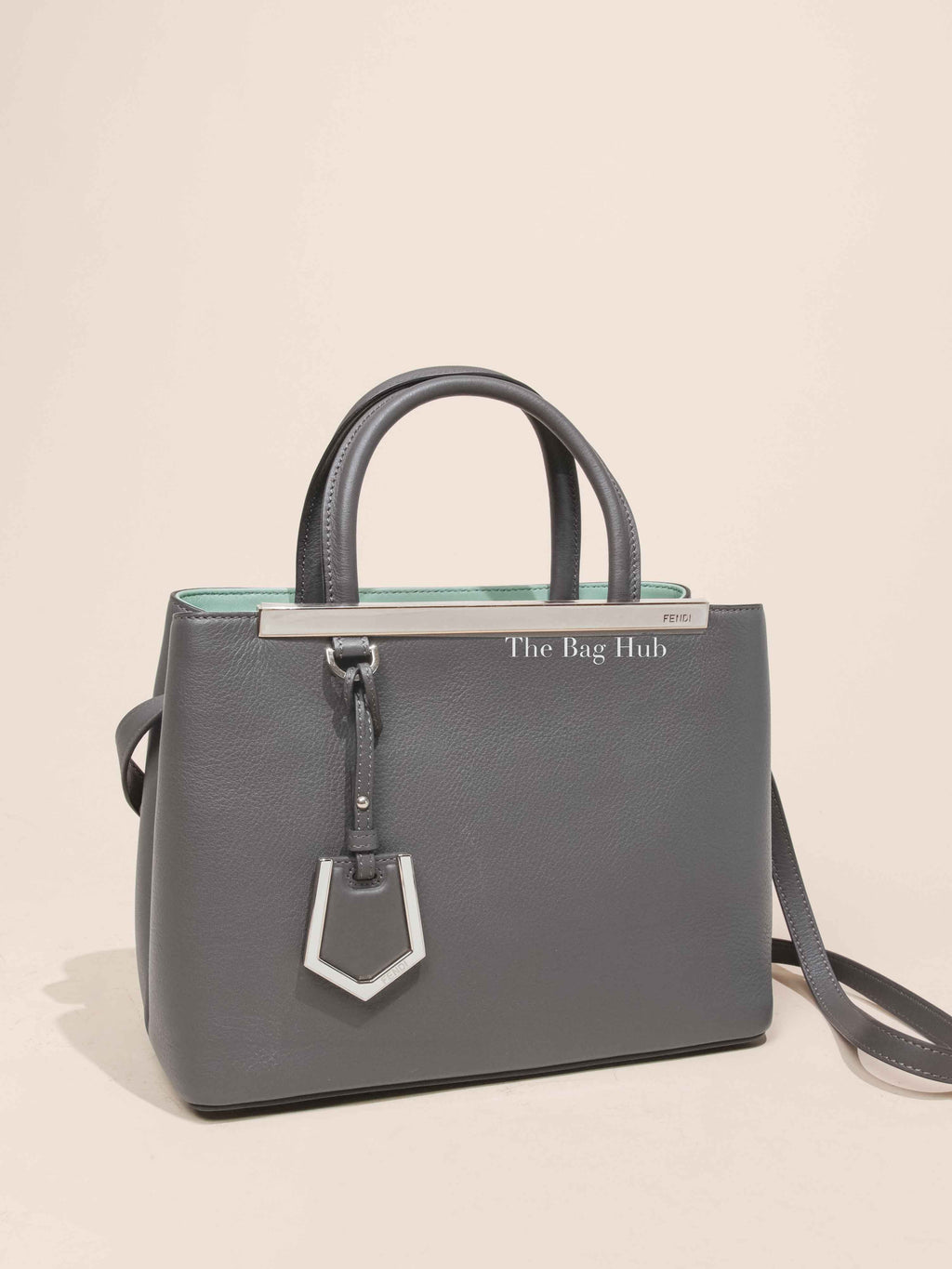 Fendi Gray/Mint Leather Petite Sac 2Jours Elite Shoulder Bag