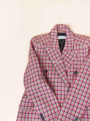 Balenciaga Pink Tweed Glasshour Coat Size 38