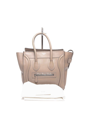 Celine Beige Leather Micro Luggage Tote Bag