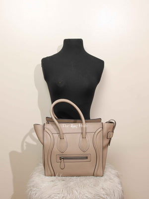 Celine Beige Leather Micro Luggage Tote Bag