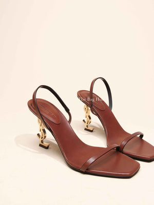 Saint Laurent Caramel Opyum Slingback Sandals Size 37.5