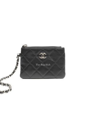 Chanel Black Shiny Lambskin Mesh Clutch With Chain Hobo Bag GHW