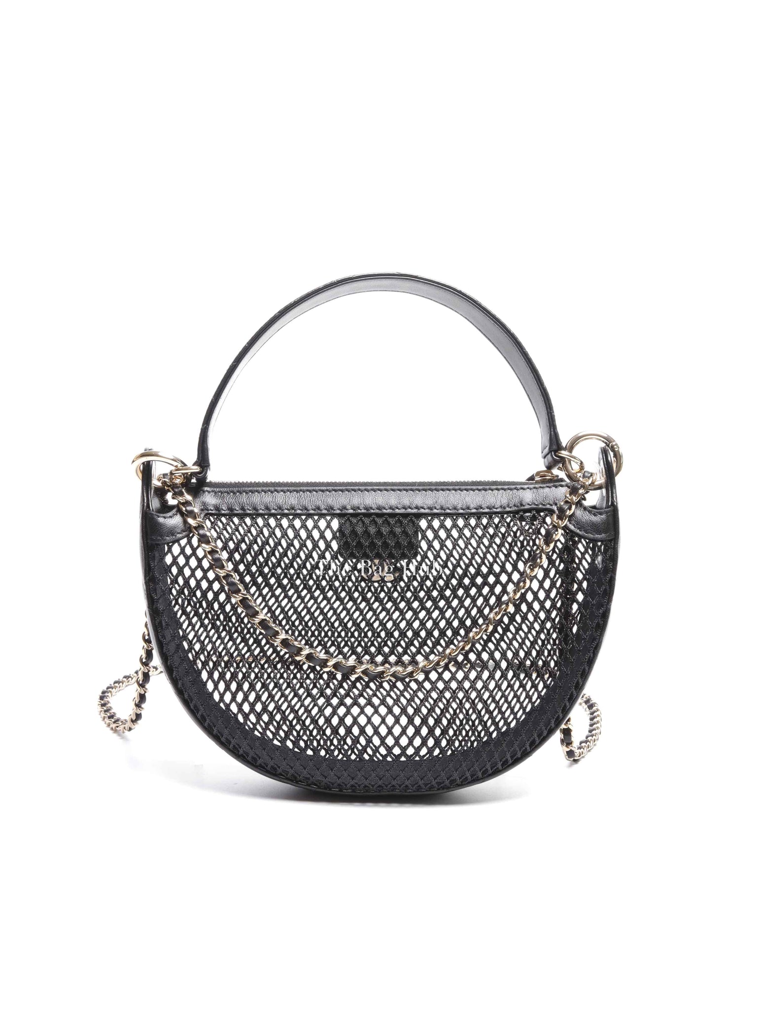 Chanel Black Shiny Lambskin Mesh Clutch With Chain Hobo Bag GHW