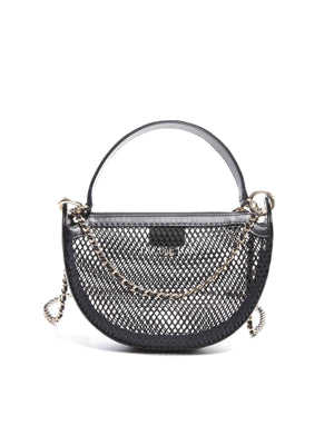Chanel Black Shiny Lambskin Mesh Clutch With Chain Hobo Bag GHW