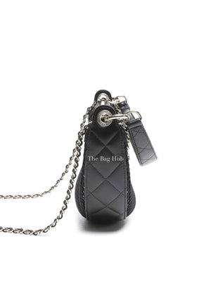 Chanel Black Shiny Lambskin Mesh Clutch With Chain Hobo Bag GHW