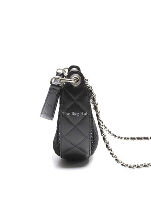 Chanel Black Shiny Lambskin Mesh Clutch With Chain Hobo Bag GHW