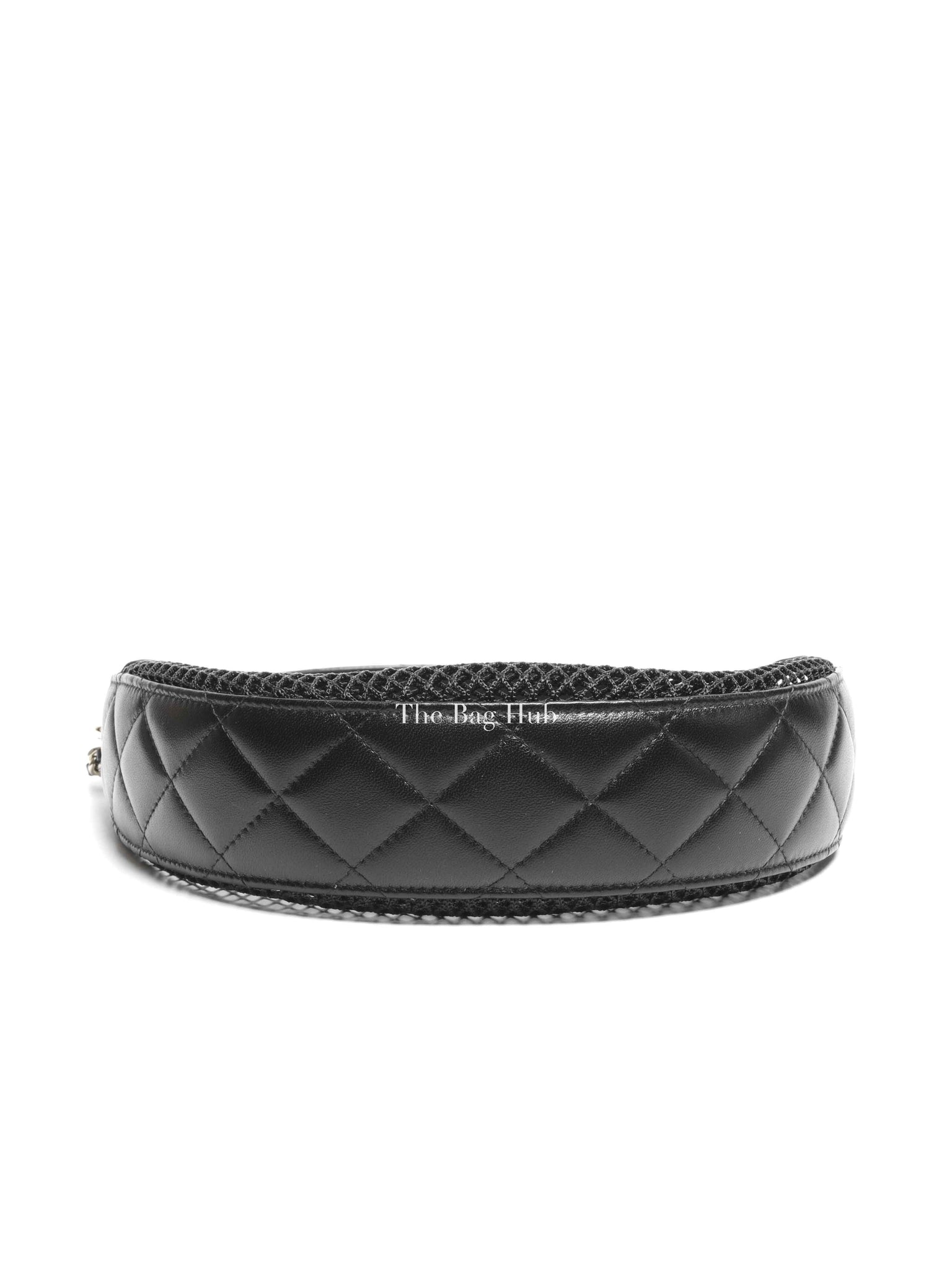 Chanel Black Shiny Lambskin Mesh Clutch With Chain Hobo Bag GHW