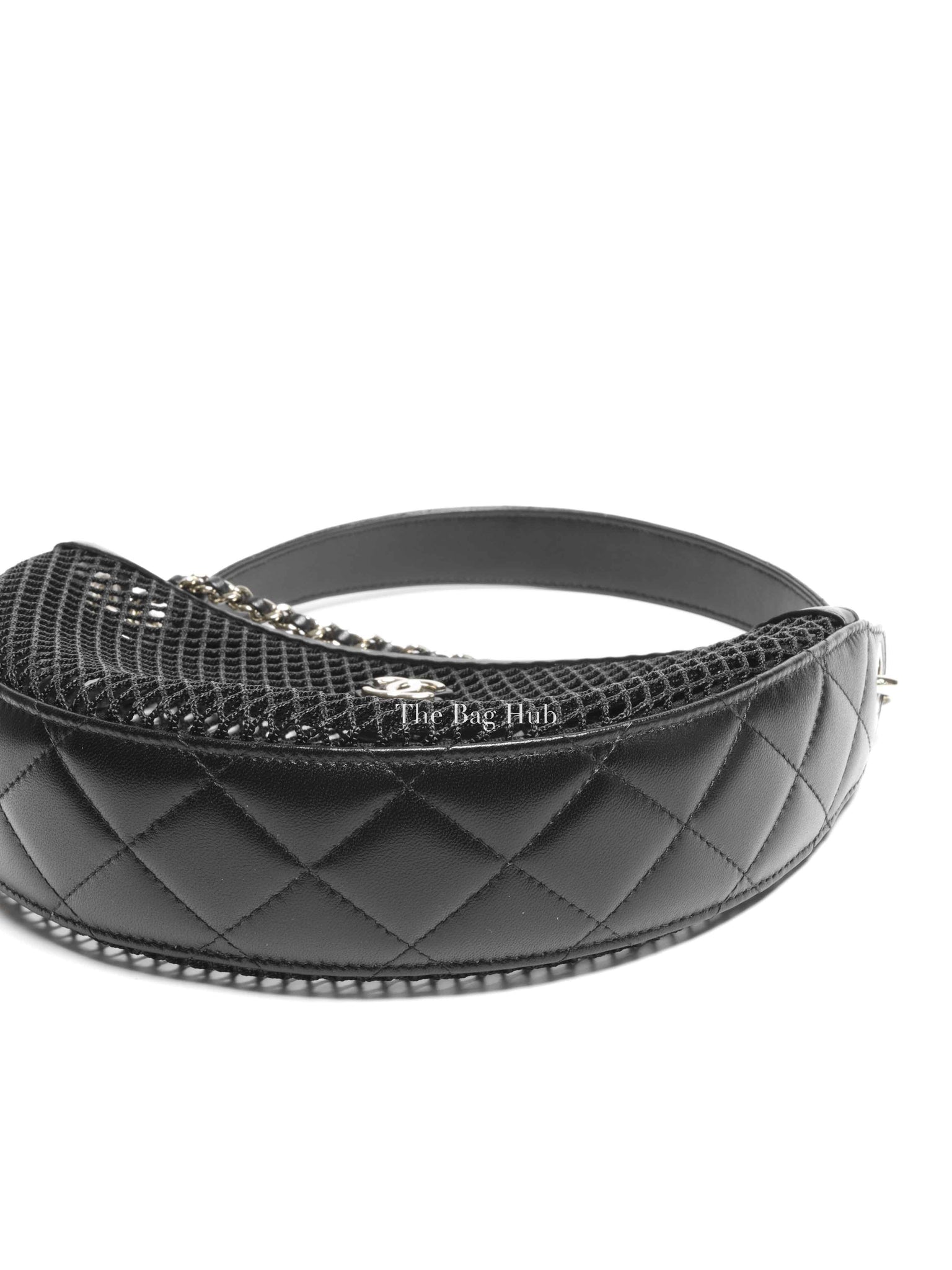Chanel Black Shiny Lambskin Mesh Clutch With Chain Hobo Bag GHW