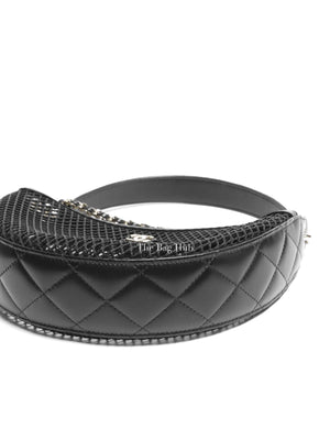Chanel Black Shiny Lambskin Mesh Clutch With Chain Hobo Bag GHW