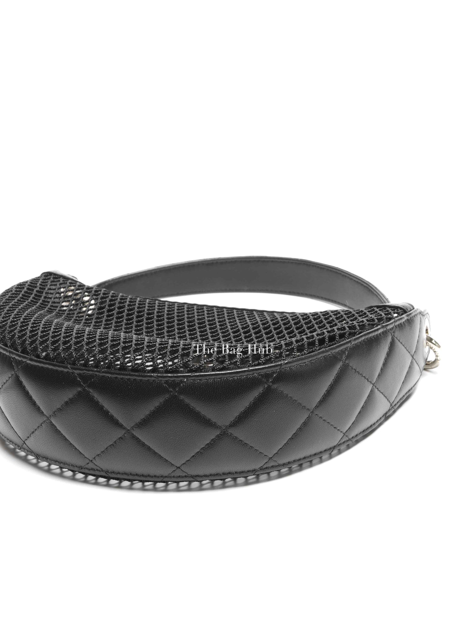 Chanel Black Shiny Lambskin Mesh Clutch With Chain Hobo Bag GHW