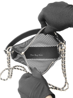 Chanel Black Shiny Lambskin Mesh Clutch With Chain Hobo Bag GHW