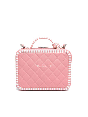 Chanel Pink Caviar Quilted Striped Filigree Vanity Medium Bag