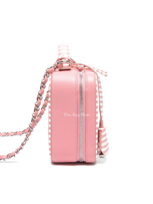 Chanel Pink Caviar Quilted Striped Filigree Vanity Medium Bag