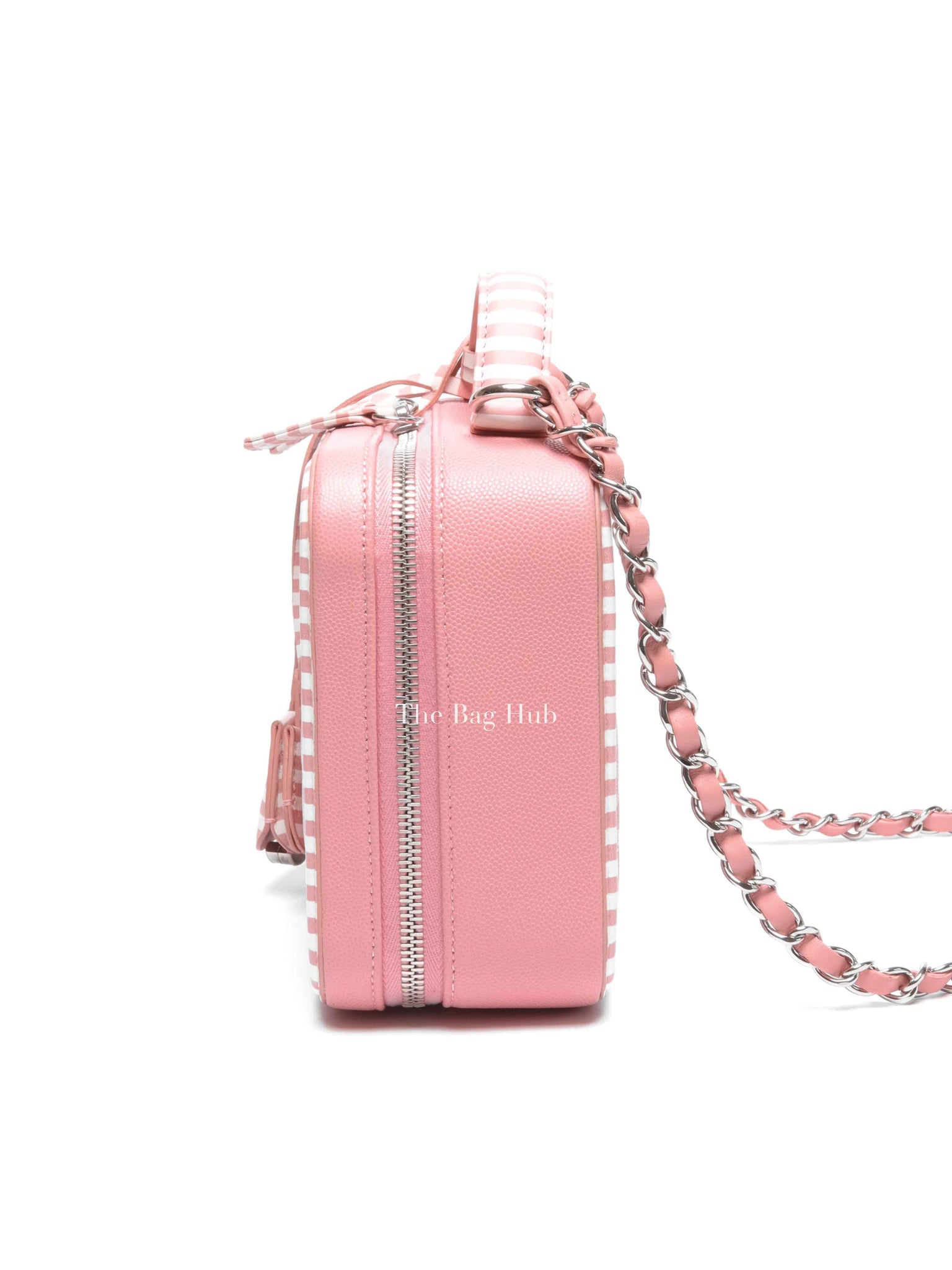 Chanel Pink Caviar Quilted Striped Filigree Vanity Medium Bag
