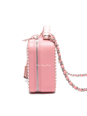 Chanel Pink Caviar Quilted Striped Filigree Vanity Medium Bag