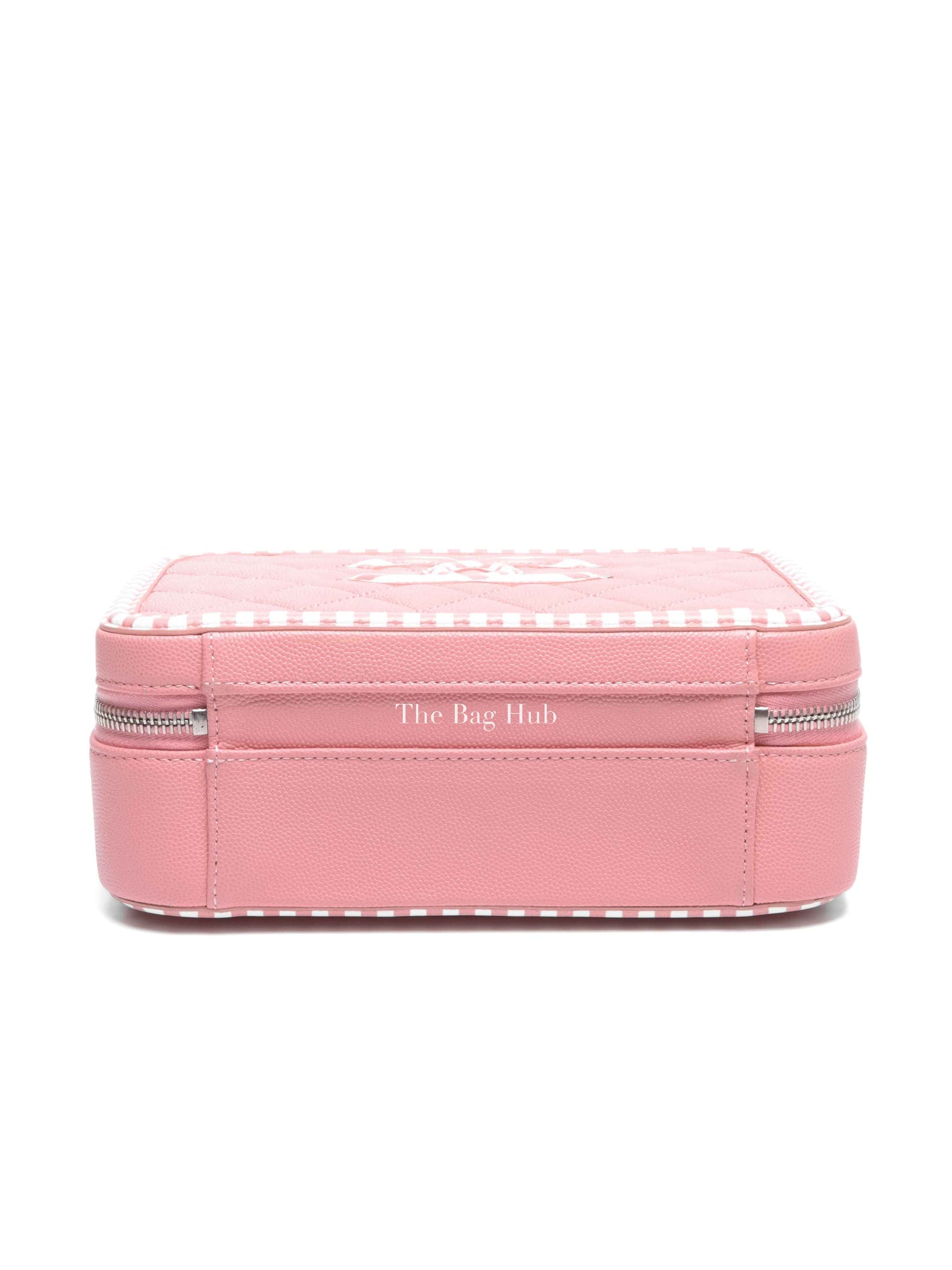 Chanel Pink Caviar Quilted Striped Filigree Vanity Medium Bag