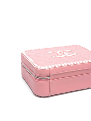 Chanel Pink Caviar Quilted Striped Filigree Vanity Medium Bag