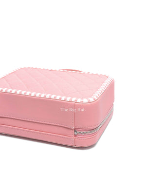 Chanel Pink Caviar Quilted Striped Filigree Vanity Medium Bag