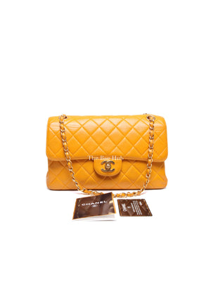 Chanel Mustard Lambskin Classic Double Sided Chain Flap Bag