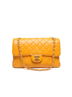 Chanel Mustard Lambskin Classic Double Sided Chain Flap Bag