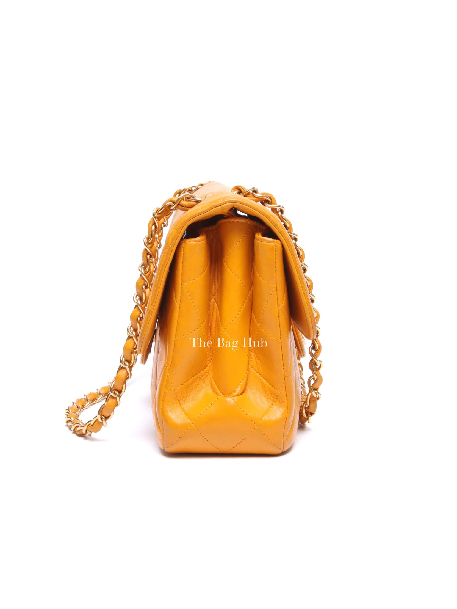 Chanel Mustard Lambskin Classic Double Sided Chain Flap Bag