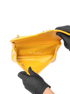 Chanel Mustard Lambskin Classic Double Sided Chain Flap Bag