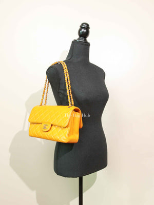 Chanel Mustard Lambskin Classic Double Sided Chain Flap Bag