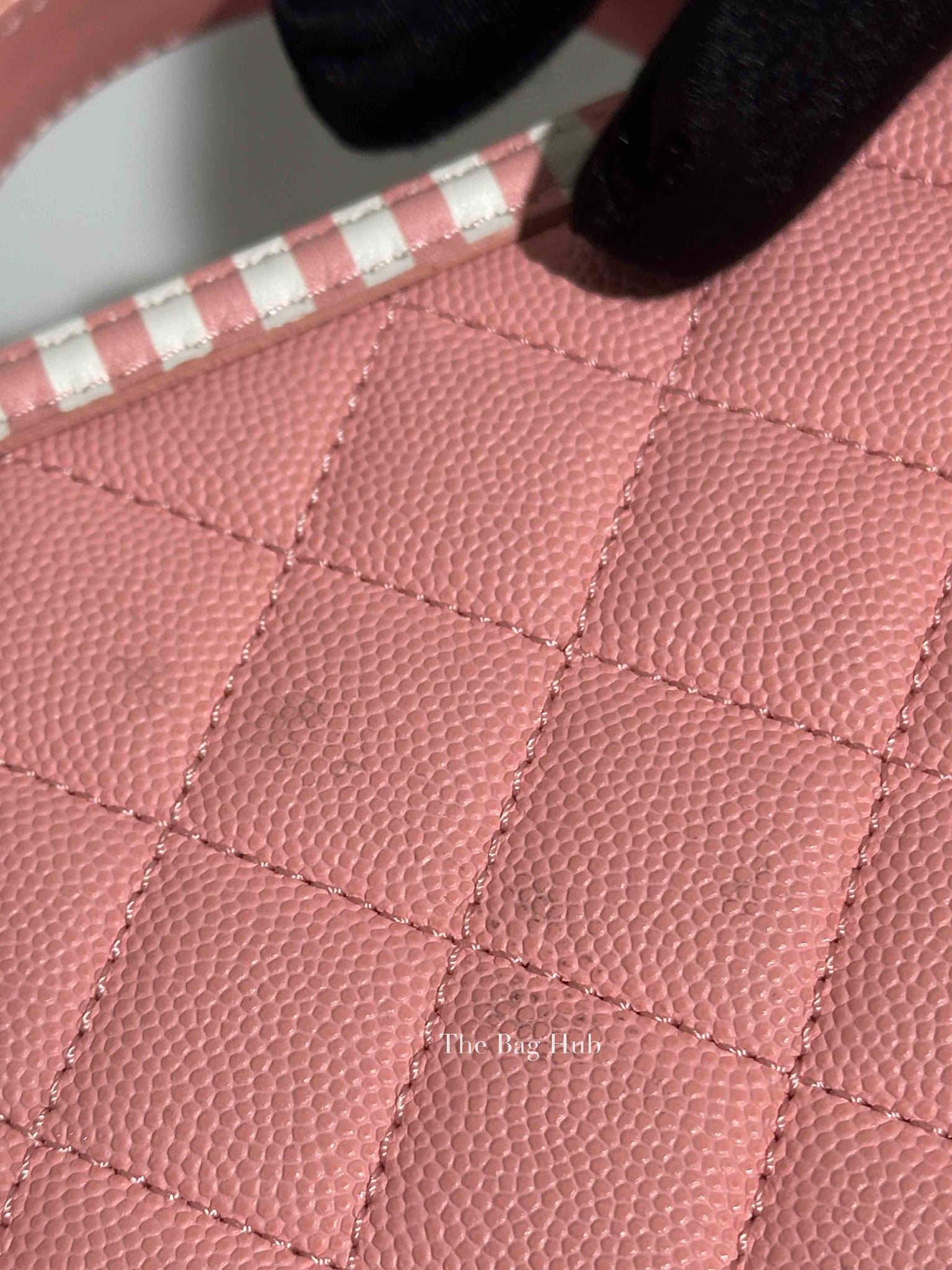 Chanel Pink Caviar Quilted Striped Filigree Vanity Medium Bag