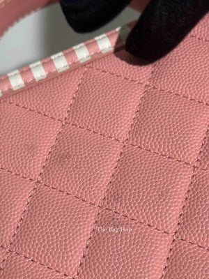 Chanel Pink Caviar Quilted Striped Filigree Vanity Medium Bag