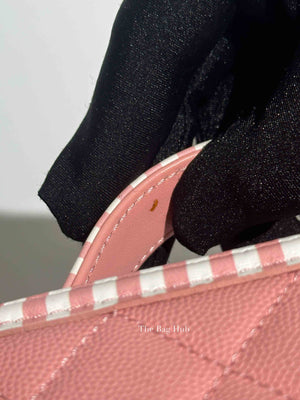 Chanel Pink Caviar Quilted Striped Filigree Vanity Medium Bag