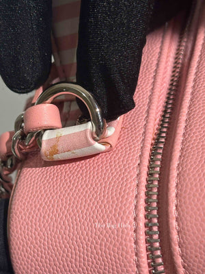 Chanel Pink Caviar Quilted Striped Filigree Vanity Medium Bag