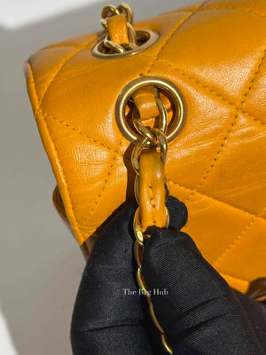 Chanel Mustard Lambskin Classic Double Sided Chain Flap Bag