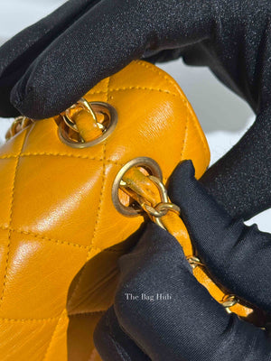 Chanel Mustard Lambskin Classic Double Sided Chain Flap Bag