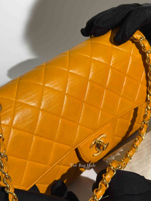 Chanel Mustard Lambskin Classic Double Sided Chain Flap Bag