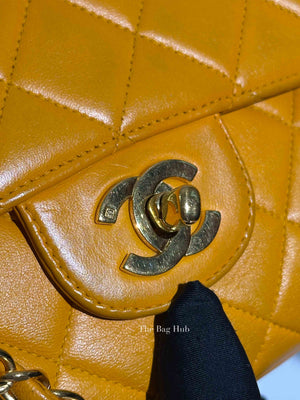 Chanel Mustard Lambskin Classic Double Sided Chain Flap Bag