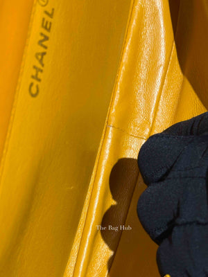 Chanel Mustard Lambskin Classic Double Sided Chain Flap Bag