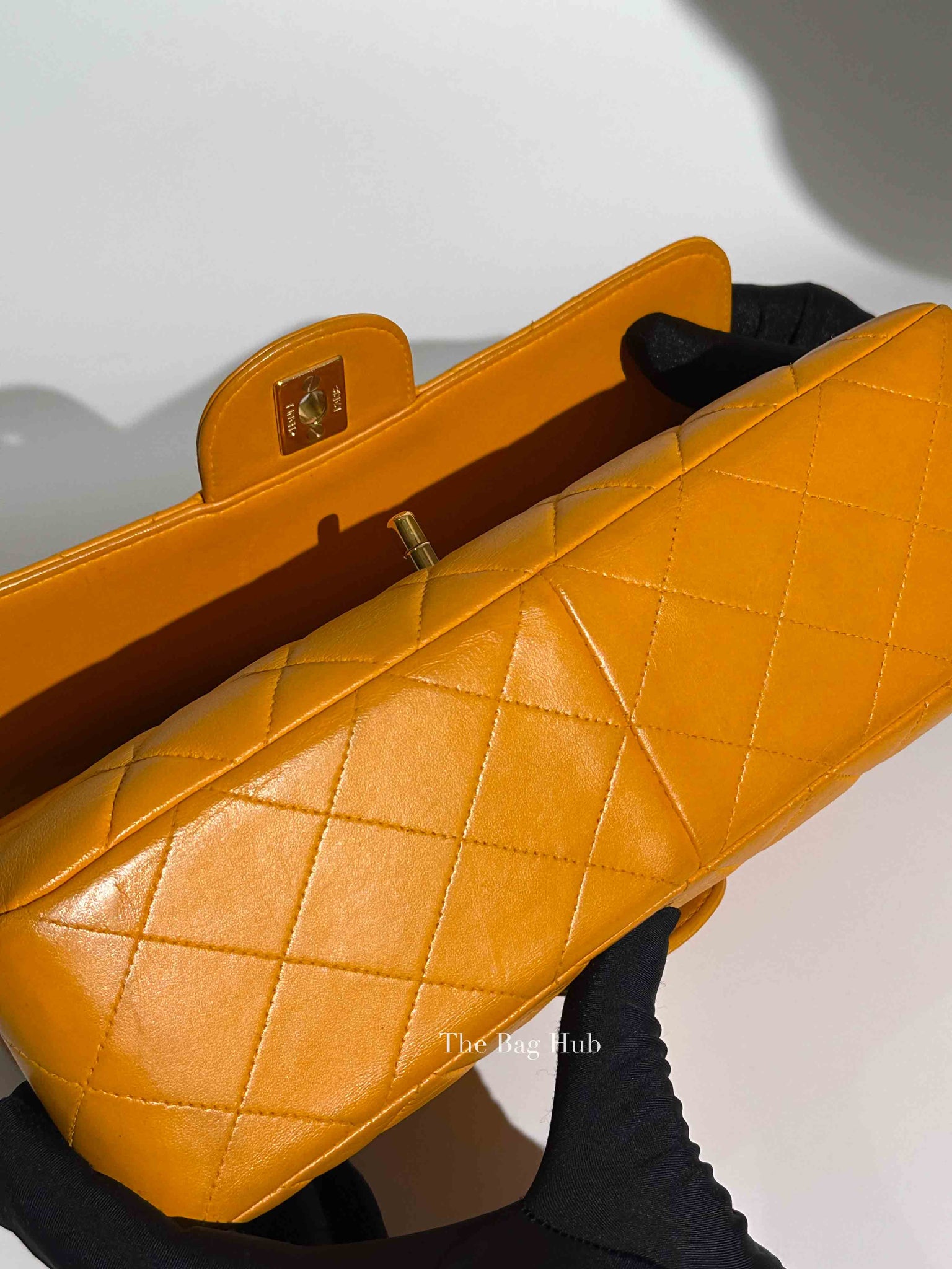 Chanel Mustard Lambskin Classic Double Sided Chain Flap Bag