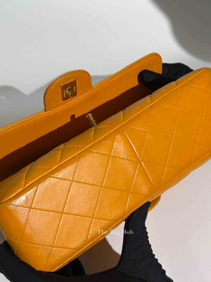 Chanel Mustard Lambskin Classic Double Sided Chain Flap Bag